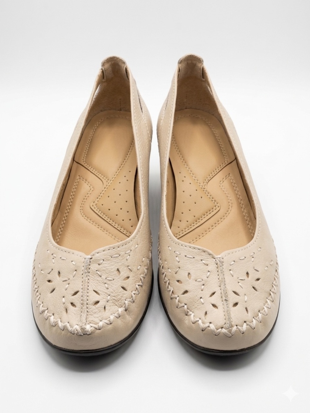 Naturalizer Women's Beige Perforated Slip-On Sandals